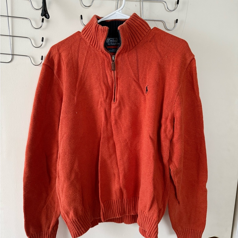 Ralph Lauren Men's Quarter Zip-Up Sweater in Orange